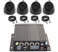 Wen&Cheng 4CH 720P Mobile AHD DVR Registratore video / audio in tempo reale con telecomando + 4 pezzi 24 Telecamera dome LED IR + cavi di prolunga video alimentazione 4pcs, sistema di sicurezza Black Box per auto