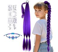 WENAUANG 10 PCS Parrucca Lunga con Treccia Viola, Trecces Vi-ola Realistiche, Trecces Vi-ola Realistiche Accessoris Cosplay Per Halloween, Feste Di Carnevale