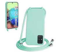 WenBaby Cover Compatible con Samsung Galaxy A71 4G,Cellulare Girocollo Custodia con Cordino TPU Corda Silicone Case Bumper per Samsung Galaxy A71 4G Custodia, Verde menta piperita
