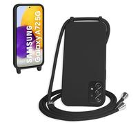 WenBaby Cover Compatible con Samsung Galaxy A72,Cellulare Girocollo Custodia con Cordino TPU Corda Silicone Case Bumper per Samsung Galaxy A72 Custodia, Nero