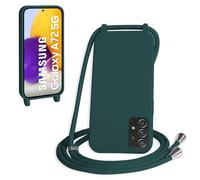 WenBaby Cover Compatible con Samsung Galaxy A72,Cellulare Girocollo Custodia con Cordino TPU Corda Silicone Case Bumper per Samsung Galaxy A72 Custodia, Verde scuro