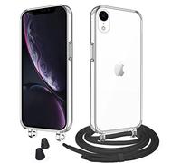 WenBaby Cover Trasparente con Cordino per iPhone XR,Custodia con Regolabile Collana per iPhone XR [Antiurto] [AntiGraffio] [Antiscivolo] Case con Laccio Tracolla, Nero