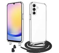 WenBaby Cover Trasparente con Cordino per Samsung Galaxy A25 5G,Custodia con Regolabile Collana per Galaxy A25 5G [Antiurto] [AntiGraffio] [Antiscivolo] Case con Laccio Tracolla, Nero