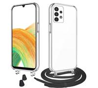 WenBaby Cover Trasparente con Cordino per Samsung Galaxy A33 5G,Custodia con Regolabile Collana per Galaxy A33 5G [Antiurto] [AntiGraffio] [Antiscivolo] Case con Laccio Tracolla, Nero
