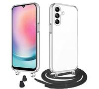 WenBaby Cover Trasparente con Cordino per Samsung Galaxy A34 5G,Custodia con Regolabile Collana per Galaxy A34 5G [Antiurto] [AntiGraffio] [Antiscivolo] Case con Laccio Tracolla, Nero