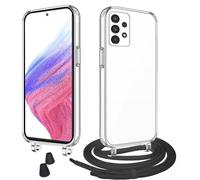 WenBaby Cover Trasparente con Cordino per Samsung Galaxy A73 5G,Custodia con Regolabile Collana per Galaxy A73 5G [Antiurto] [AntiGraffio] [Antiscivolo] Case con Laccio Tracolla, Nero