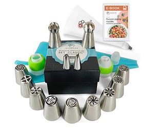 Wenburg Sacca a Poche per Dolci Professionale - 38 Pezzi - Beccucci Sac a Poche Professionali in Acciaio Inox - Diverse Bocchette Sac a Poche per la Decorazione di Torte (Classic)