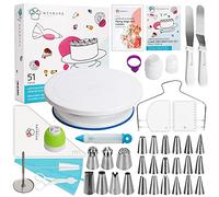Wenburg, set di accessori per torte - Piatto girevole per torte - Set da forno con molti accessori per la decorazione delle torte. Set con piatto girevole e beccucci (Delight)
