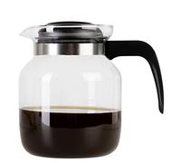 Wenco Caraffa in vetro da 1,25 l, ideale per tè, caffè e bevande fredde, resistente al calore, con coperchio e apertura beccuccio, lavabile in lavastoviglie e infrangibile, trasparente/nero