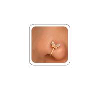 Wendalern Anello da naso a forma di farfalla in argento con clip in cristallo a forma di U anello per naso in acciaio inossidabile unico CZ coniglio finto setto naso Stud gioielli non piercing per le