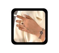 Wendalern Braccialetto a catena in cristallo gotico con smeraldo serpente anello anello d'oro catena serpente braccialetto da polso schiavo imbracatura per mano Hallowen bigiotteria gioielli per donne