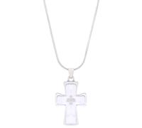 Wendalern Collana girocollo gotica con ciondolo a forma di croce smaltata, collana in argento con catena a serpente rotonda collana religiosa crocifisso bianco collana clavicola gioielli hip hop da
