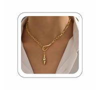 Wendalern Collana girocollo punk a forma di serpente con zirconia cubica verde smeraldo, collana a forma di serpente Lariat, delicata catena a clip con ciondolo a forma di rettile, collana a Y