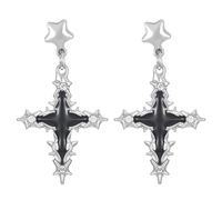 Wendalern Orecchini gotici con strass stella croce CZ orecchini stella del nord orecchini stella d'argento orecchini irregolari croce lava gioielli per le donne, Zinco, Senza Gemme