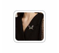 Wendalern Simpatica spilla a farfalla con strass in acrilico, a forma di ali di farfalla, smaltata, oro, farfalla, insetto, spilla con cristalli verdi, spilla per corpetto, abbigliamento, distintivi