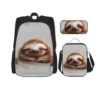 WenDang Adorabile borsa a tracolla doppia con bradipo con borsa per il pranzo e astuccio, adatta per lo shopping, sport all'aria aperta