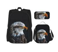 WenDang Bald Eagle - Borsa a tracolla doppia con borsa per il pranzo e astuccio, adatta per lo shopping, sport all'aria aperta