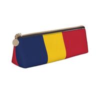 WenDang Bandiera del Ciad triangolo in pelle borsa di cancelleria e cancelleria per le vacanze sono elementi essenziali da viaggio, bianco, Taglia unica, Astuccio per trucchi
