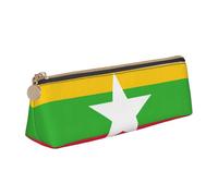 WenDang Bandiera del Myanmar triangolo borsa di cancelleria in pelle e cancelleria per le vacanze sono elementi essenziali da viaggio, bianco, Taglia unica, Astuccio per trucchi