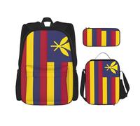 WenDang Bandiera del Regno delle Hawaii Set Borsa a Tracolla Doppia con Borsa Pranzo e Astuccio, Adatta per Shopping, Sport All'aperto