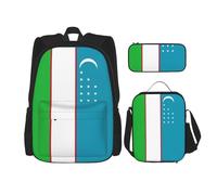 WenDang Bandiera della Repubblica di Uzbekistan - Borsa a tracolla doppia con borsa per il pranzo e astuccio, adatta per shopping, sport all'aria aperta