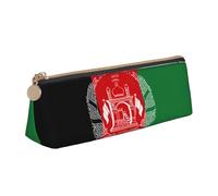 WenDang Bandiera dell'Afghanistan triangolo borsa di cancelleria in pelle e cancelleria per le vacanze sono elementi essenziali da viaggio, bianco, Taglia unica, Astuccio per trucchi