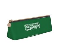 WenDang Bandiera dell'Arabia Saudita triangolo borsa di cancelleria in pelle e cancelleria per le vacanze sono elementi essenziali da viaggio, bianco, Taglia unica, Astuccio per trucchi