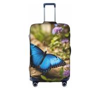 WenDang Blue Butterfly and Flowers Print Elastic Valigie Protector Cover Copribagagli, Migliorare la Protezione, Adatto Viaggiatori Unisex, bianco, M