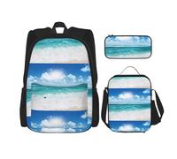 WenDang Blue Sky Tropical Seascape - Borsa a tracolla doppia con borsa per il pranzo e astuccio, adatta per shopping, sport all'aria aperta