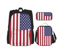 WenDang Borsa a tracolla doppia con bandiera americana con borsa per il pranzo e astuccio, adatta per shopping, sport all'aria aperta
