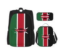 WenDang Borsa a tracolla doppia con bandiera del Kenya con borsa per il pranzo e astuccio, adatta per shopping, sport all'aria aperta