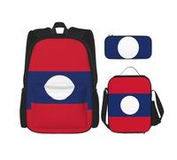 WenDang Borsa a tracolla doppia con bandiera del Laos con borsa per il pranzo e astuccio, adatta per shopping, sport all'aria aperta