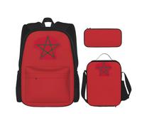 WenDang Borsa a tracolla doppia con bandiera del Marocco con borsa per il pranzo e astuccio, adatta per shopping, sport all'aria aperta