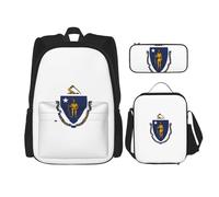 WenDang Borsa a tracolla doppia con bandiera del Massachusetts con borsa per il pranzo e astuccio, adatta per lo shopping, sport all'aria aperta