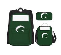 WenDang Borsa a tracolla doppia con bandiera del Pakistan con borsa per il pranzo e astuccio, adatta per shopping, sport all'aria aperta