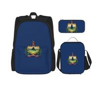 WenDang Borsa a tracolla doppia con bandiera del Vermont con borsa per il pranzo e astuccio, adatta per shopping, sport all'aria aperta