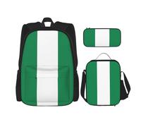 WenDang Borsa a tracolla doppia con bandiera della Nigeria con borsa per il pranzo e astuccio, adatta per shopping, sport all'aria aperta