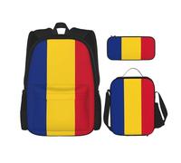 WenDang Borsa a tracolla doppia con bandiera della Romania con borsa per il pranzo e astuccio, adatta per lo shopping, sport all'aria aperta