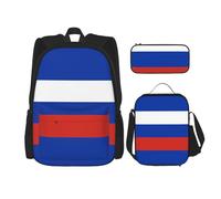 WenDang Borsa a tracolla doppia con bandiera della Russia con borsa per il pranzo e astuccio, adatta per shopping, sport all'aria aperta
