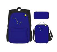 WenDang Borsa a tracolla doppia con bandiera dell'Alaska con borsa per il pranzo e astuccio, adatta per lo shopping, sport all'aria aperta