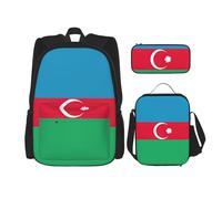 WenDang Borsa a tracolla doppia con bandiera dell'Azerbaigian con borsa per il pranzo e astuccio, adatta per shopping, sport all'aria aperta