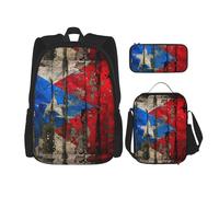 WenDang Borsa a tracolla doppia con bandiera di Puerto Rico con borsa per il pranzo e astuccio, adatta per lo shopping, sport all'aria aperta