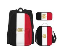 WenDang Borsa a tracolla doppia con bandiera egiziana con borsa per il pranzo e astuccio, adatta per lo shopping, sport all'aria aperta