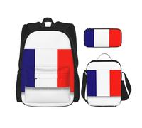 WenDang Borsa a tracolla doppia con bandiera francese con borsa per il pranzo e astuccio, adatta per lo shopping, sport all'aria aperta
