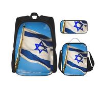 WenDang Borsa a tracolla doppia con bandiera israeliana con borsa per il pranzo e astuccio, adatta per shopping, sport all'aria aperta