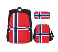 WenDang Borsa a tracolla doppia con bandiera norvegese con borsa per il pranzo e astuccio, adatta per shopping, sport all'aria aperta