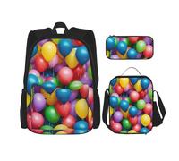 WenDang Borsa a tracolla doppia con palloncini colorati blu cielo con borsa per il pranzo e astuccio, adatta per shopping, sport all'aria aperta