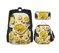 WenDang Borsa a tracolla doppia giallo limone set con borsa pranzo e astuccio, adatto per shopping, sport all'aria aperta
