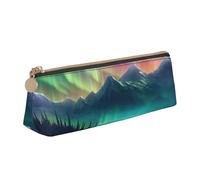 WenDang Borsa portaoggetti in pelle a triangolo con luci del nord scure e articoli di cancelleria per le vacanze sono elementi essenziali da viaggio, bianco, Taglia unica, Astuccio per trucchi