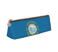 WenDang Borsa portaoggetti in pelle con bandiera del South Dakota a triangolo e cancelleria per le vacanze sono elementi essenziali da viaggio, bianco, Taglia unica, Astuccio per trucchi